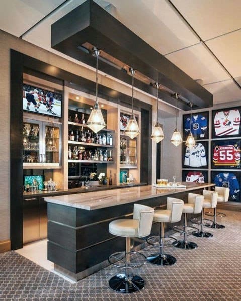 Designs Finished Basement Sports Themed Bar