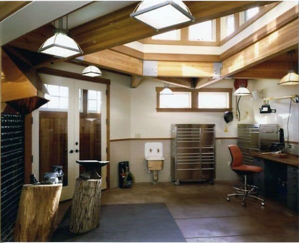 modern workshop steel toolbox anvil small sink