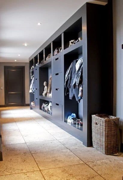 modern mudroom with ample storage