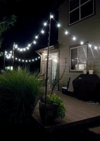Designs Wood Deck Patio String Light Ideas