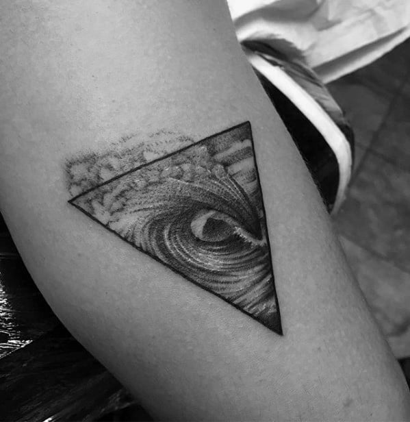 Detaield Mens Small Triangle Ocean Wave Arm Tattoos