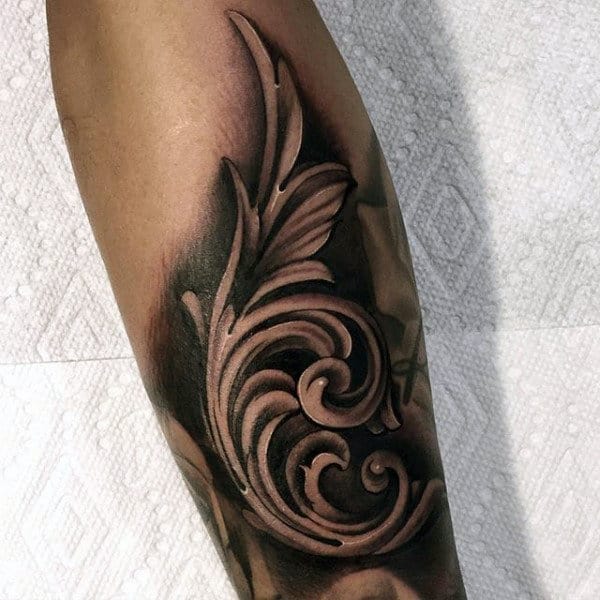 Detailed Filigree Mens 3d Forearm Tattoos