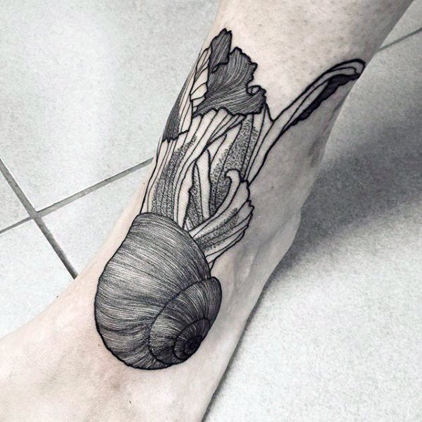 Detailed Foot Snail Mens Tattoo Designs