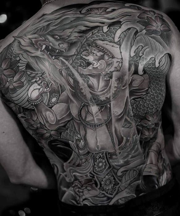 Detailed Full Back Hanuman Male Tattoo Ideas