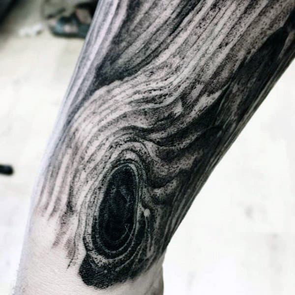 Detailed Grain Wood Carving Mens Forearm Sleeve Tattoo Designs