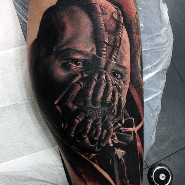 Detailed Guys Bane Leg Tattoo Ideas
