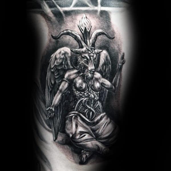 Detailed Guys Baphomet Arm Tattoo Ideas