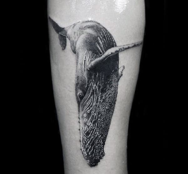 Detailed Guys Whale Mens Inner Forearm Tattoo Designs