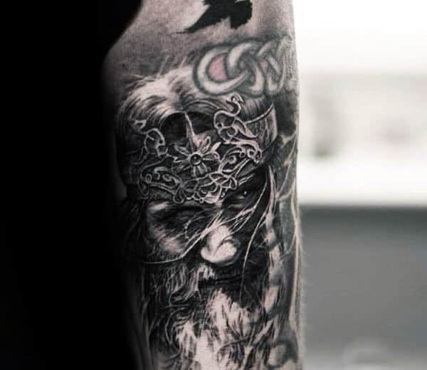 Detailed Male Arm Tattoo Of Odin