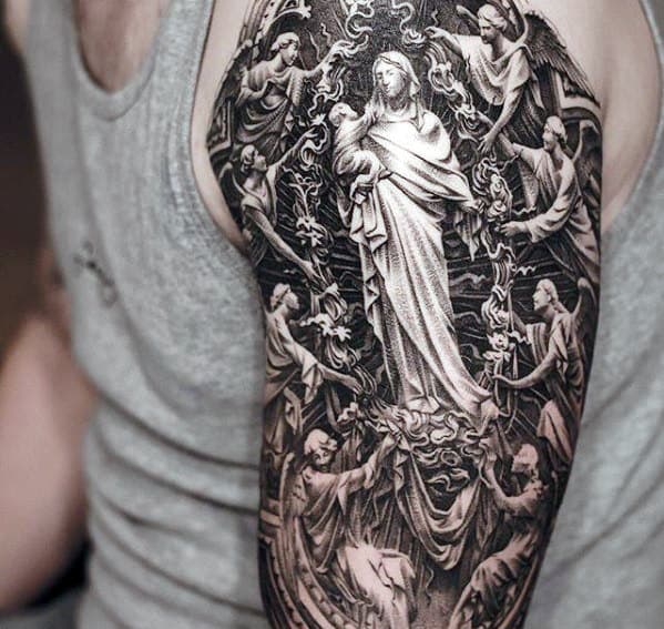 Detailed Male Jesus Arm Tattoos