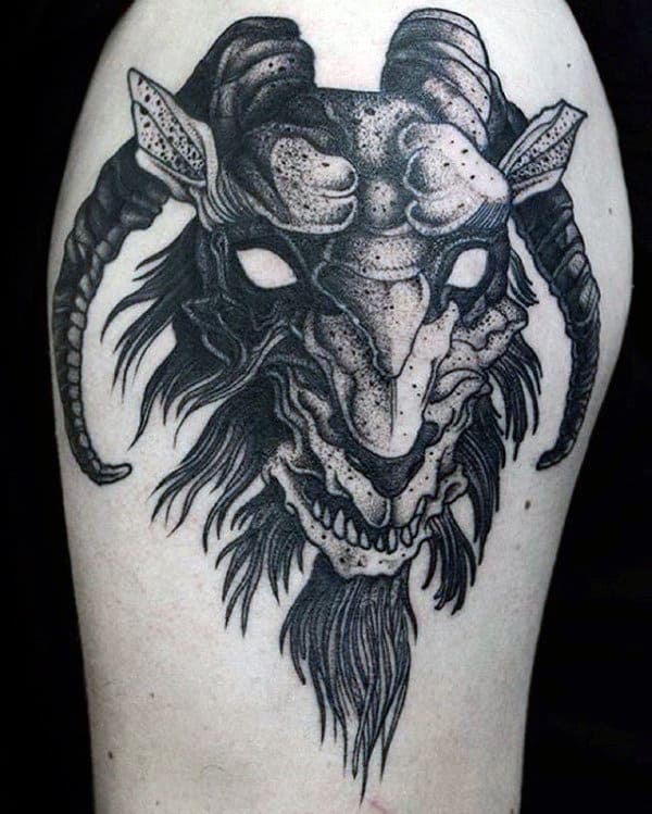 Detailed Mens Goat Upper Arm Tattoos