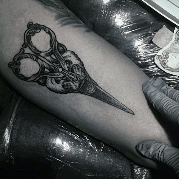 Detailed Mens Scissor Arm Tattoo Design Ideas