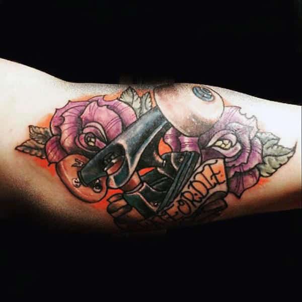 Detailed Mens Skateboarding Themed Bicep Tattoos