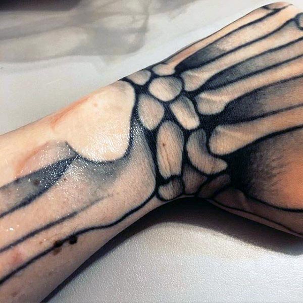 Detailed Mens Wrist Bones Tattoo