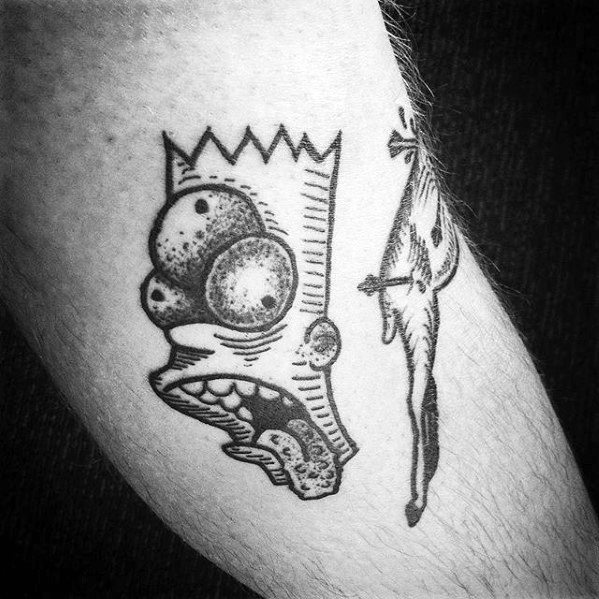 Detailed Sketched Arm Bart Simpson Tattoo Ideas For Males