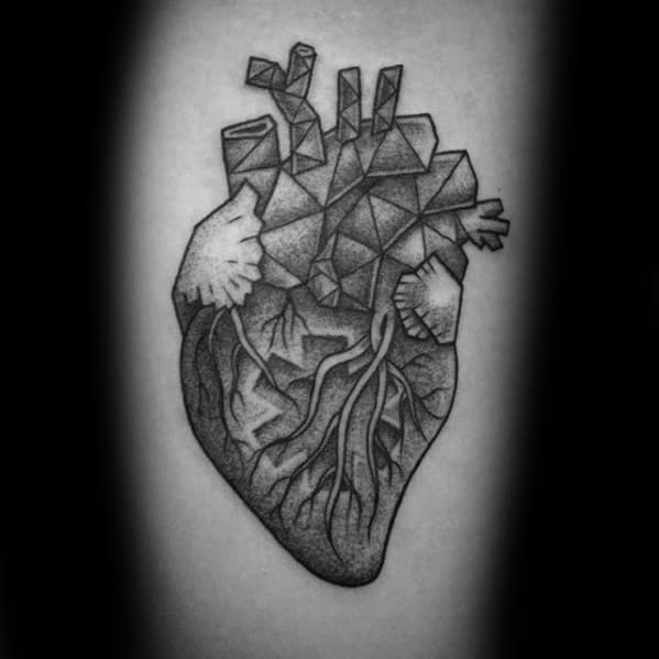 Detailed Star Of Life With Heart Guys Arm Tattoo