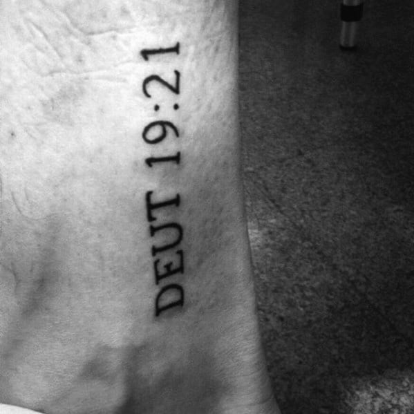 Deut 19 21 Simple Christian Mens Ankle Tattoo
