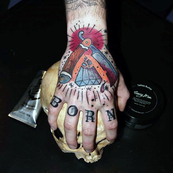 Diamond Barber Hand Mens Tattoo