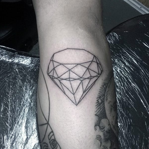 Diamond Outline Black Ink Male Tattoos On Arm