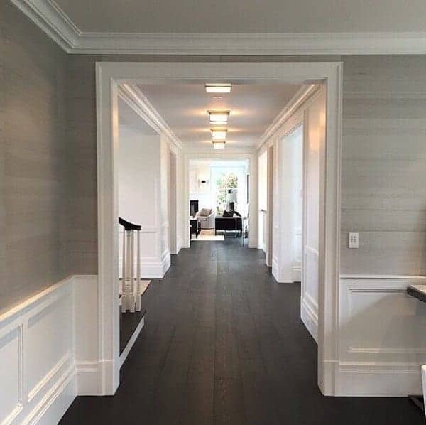 white wainscoting wood floorboards