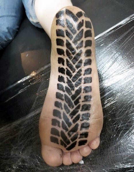 Dirt Bike Tire Tread Motocross Mens Foot Tattoo