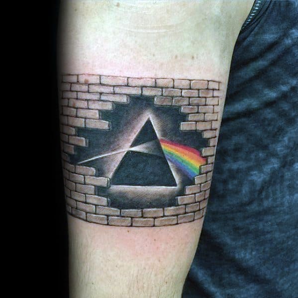 Distinctive Male Dark Side Of The Moon Tattoo Designs
