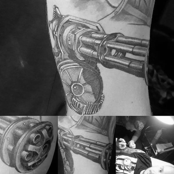 Distinctive Male Fallout Gun Arm Tattoo Designs