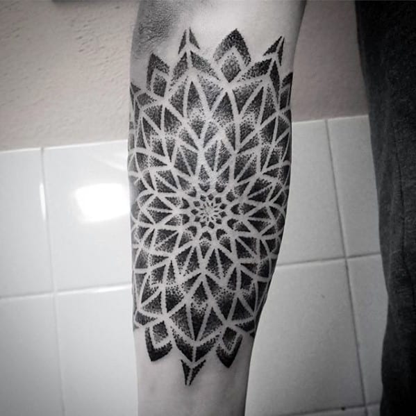 Distinctive Male Geometric Leg Tattoo Designs