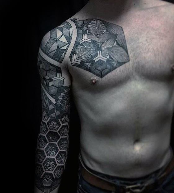 Distinctive Male Geometric Sleeve Tattoo Designs