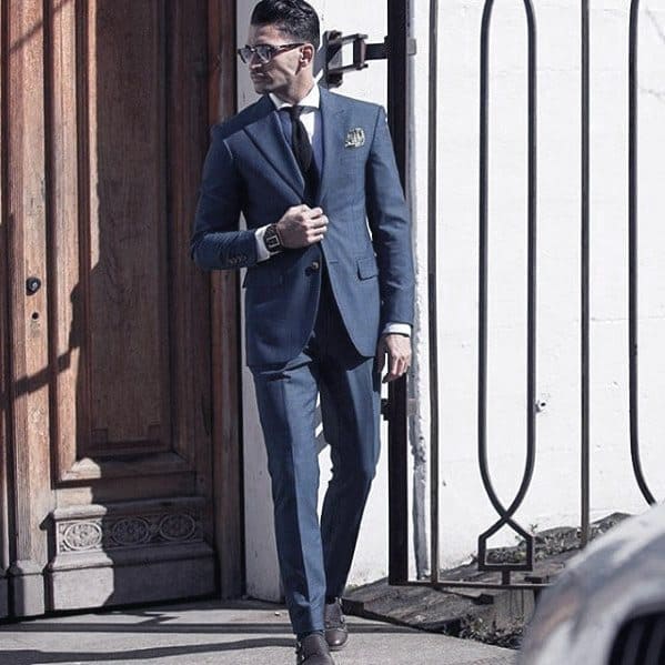 Distinctive Mens Navy Blue Suit Brown Shoes Styles