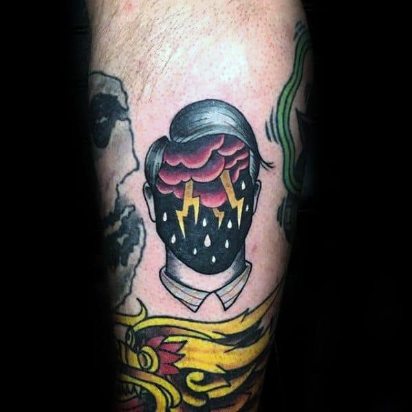 Distinctive Small Leg Male Thunderstorm Tattoo Designs