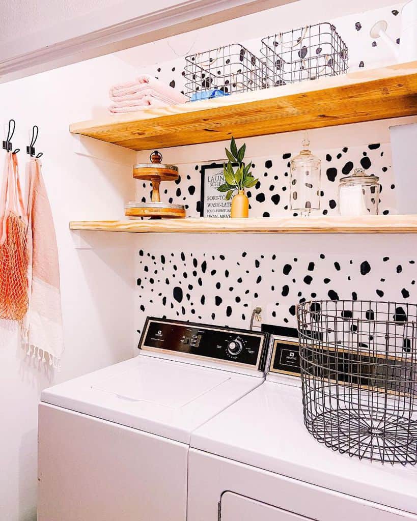 small laundry wall shelf washer and dryer