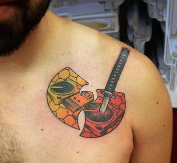 Dj Sword Wu Tang Mens Chest Tattoo