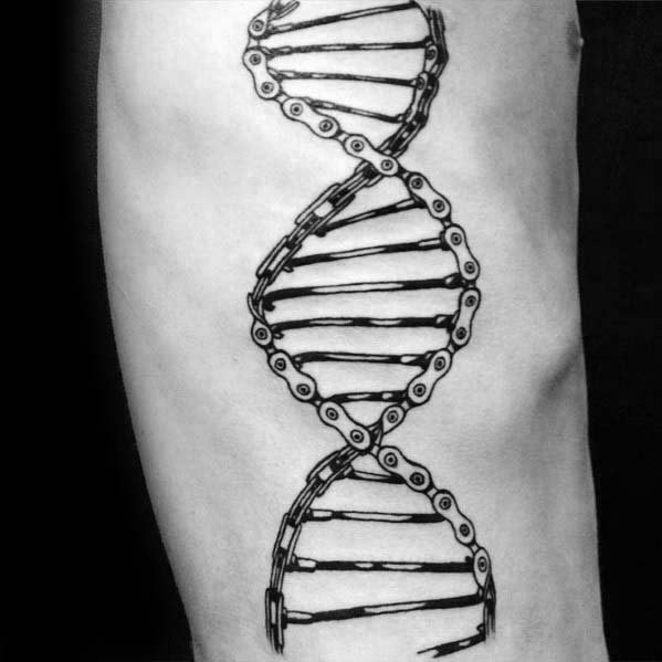 Dna Helix Strand Bmx Bike Chain Mens Rib Cage Side Tattoos