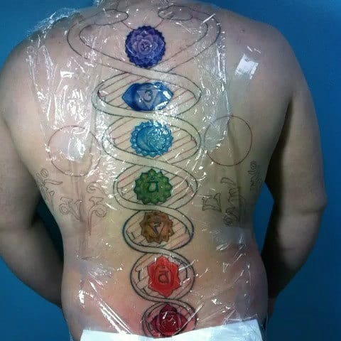 Dna Helix Strand Chakras Mens Spine Tattoos