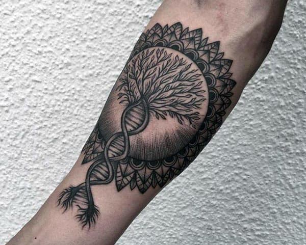 Dna Tree Of Life Mens Inner Forearm Tattoos