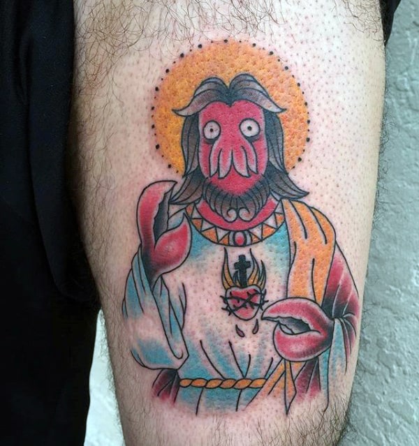Doctor Zoidberg Futurama Mens Thigh Tattoo