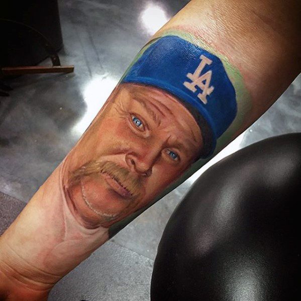 Dodgers Baseball Player Realistic Forearm Tattoos For Gentlemen