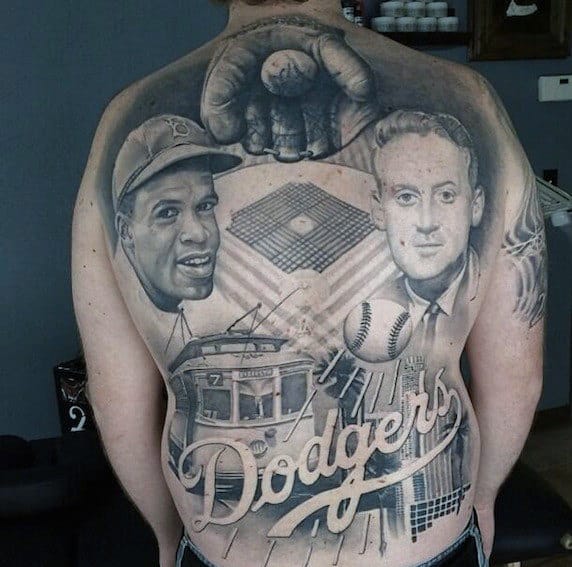 Dodgers Men's Baseball Tattoo Design Inspiration