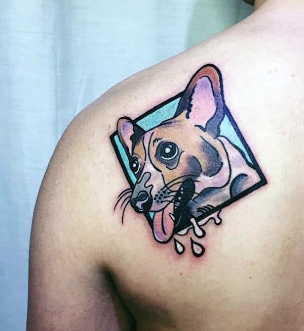 Dog Pop Art Mens Shoulder Tattoo