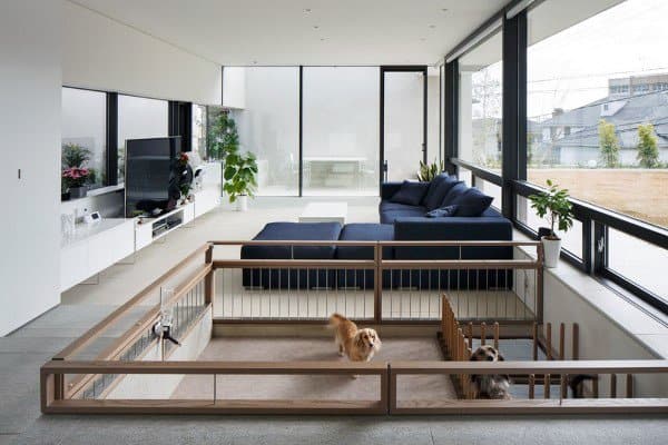 small fenced off dog pen apartment living room
