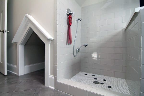 dog room with dog house and dog shower