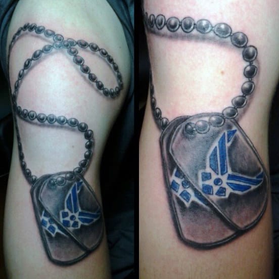 Dog Tag Air Force Male Upper Arm Tattoo