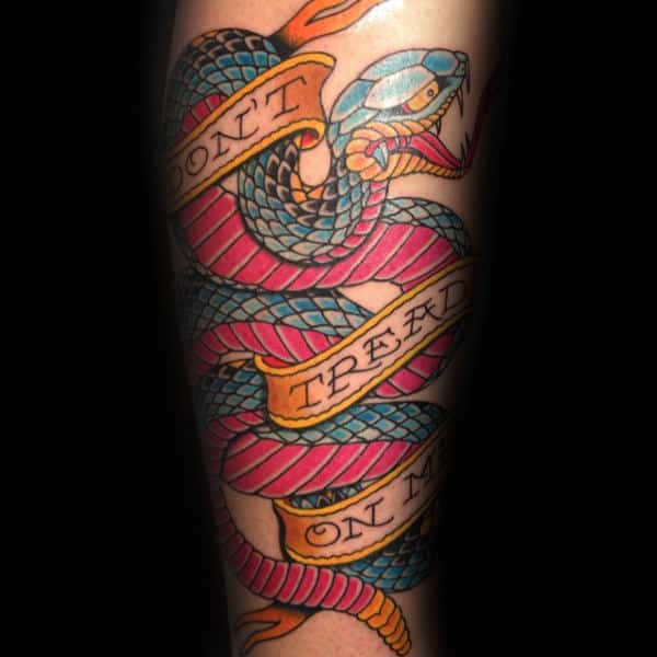 Dont Tread On Me Mens Banner Rattlesnake Forearm Tattoo Designs