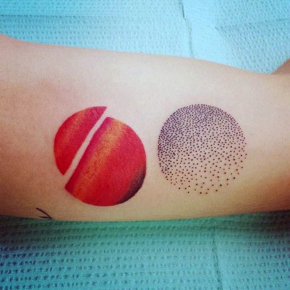 Dot Work Circle Inner Arm Male Tattoo