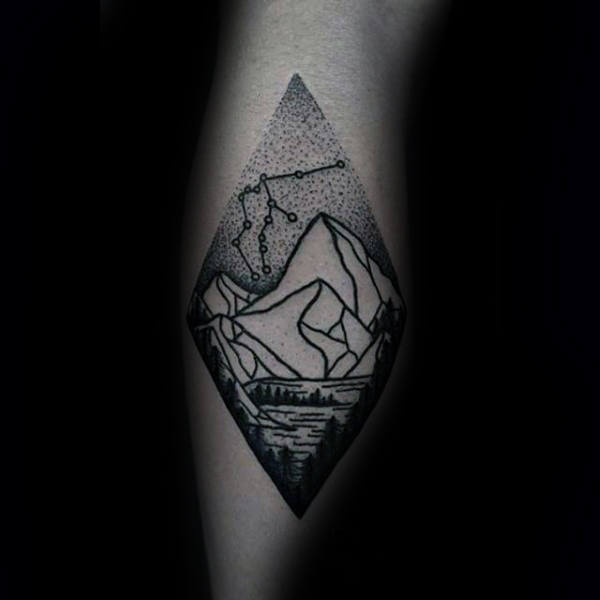 Dot Work Constellation Aquarius Mens Leg Calf Tattoos