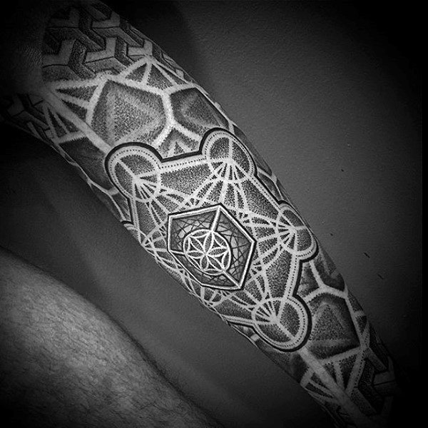 Dotted DNA Pattern Tattoo Male Forearms