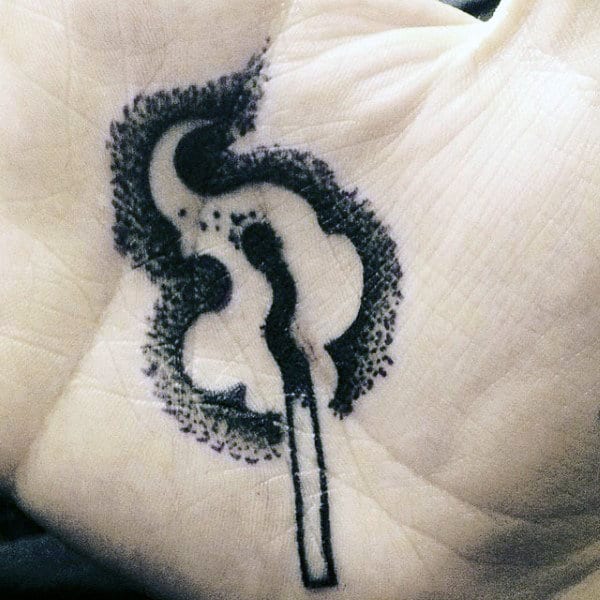 Dotted Burning Match Stick Tattoo Male Palm