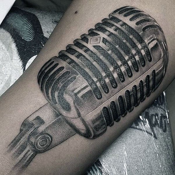 Dotted Design Metallic Microphone Tattoo