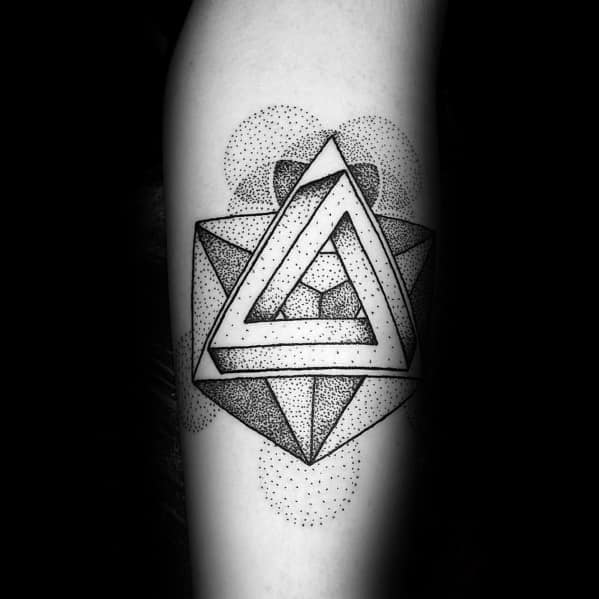 Dotwork 3d Forearm Mens Tattoo Penrose Triangle Design